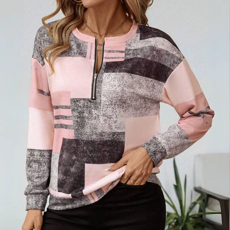Violeta - Half-Zip Printed Top
