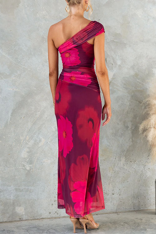 Lindsey - Elegant Floral Print Long Dress