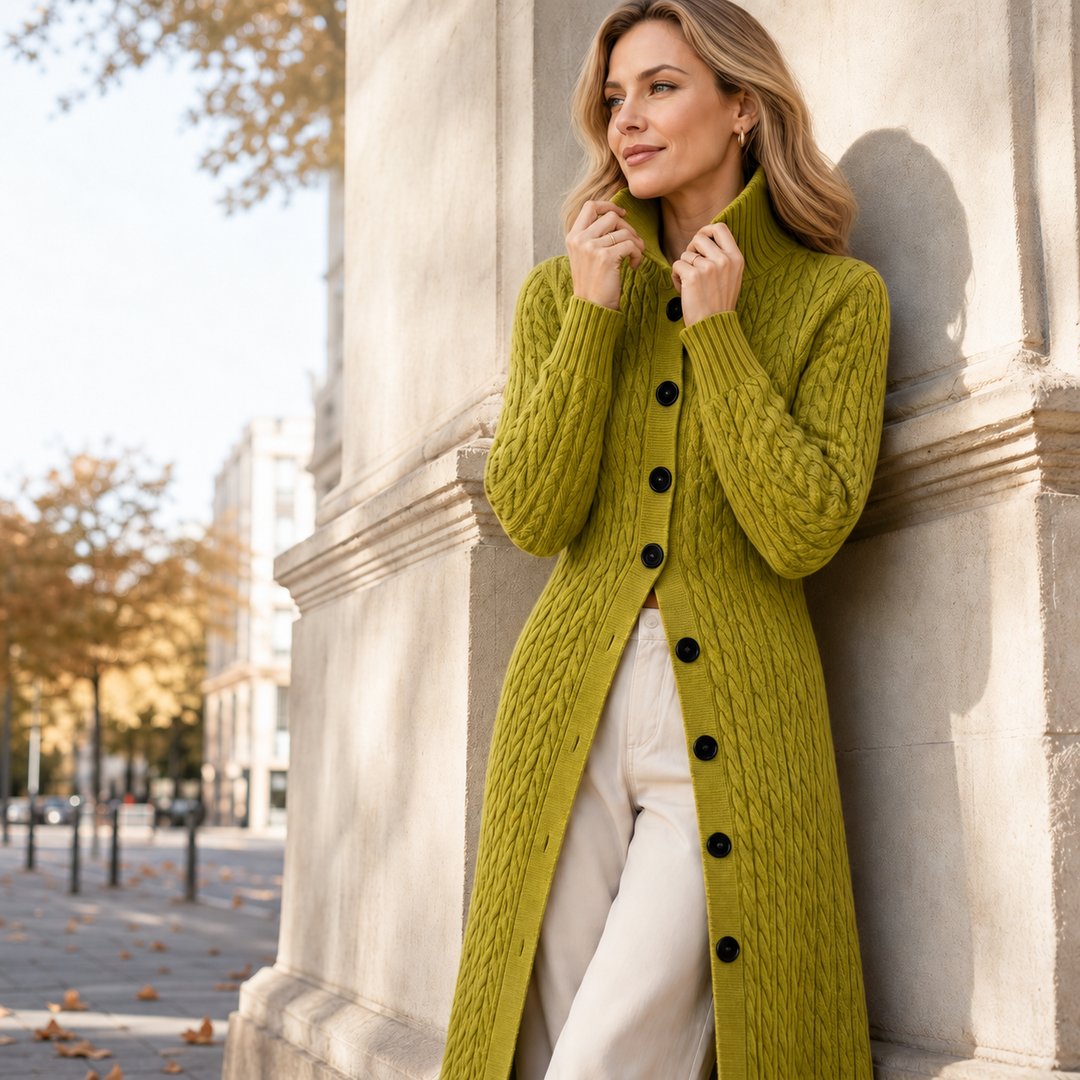 Palois - Cardigan with Cable Knit and Button Closure