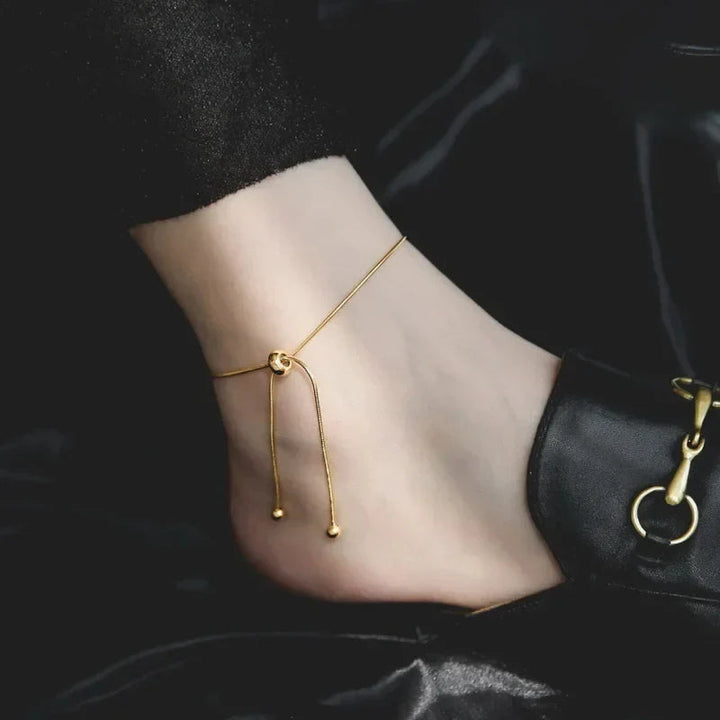 Santina - Adjustable Anklet With Polished Snake Chain