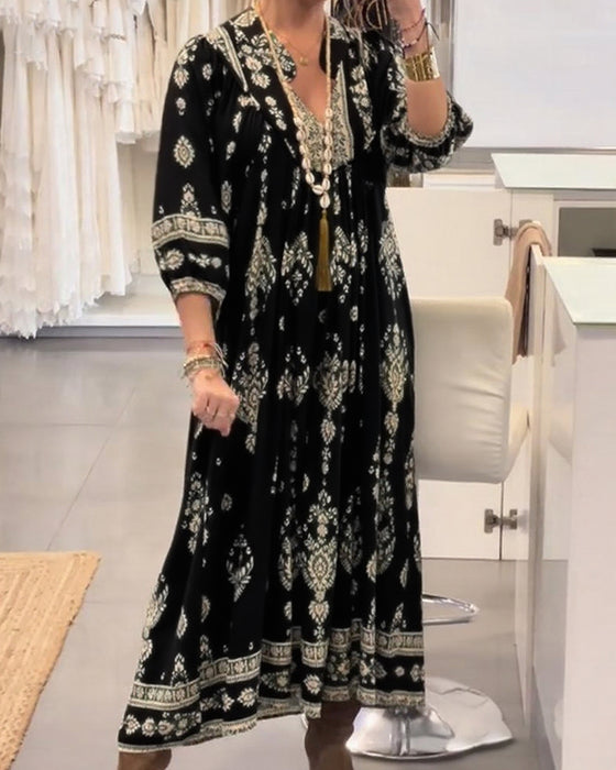 Zoraolisa - Casual Printed Dress With Pockets