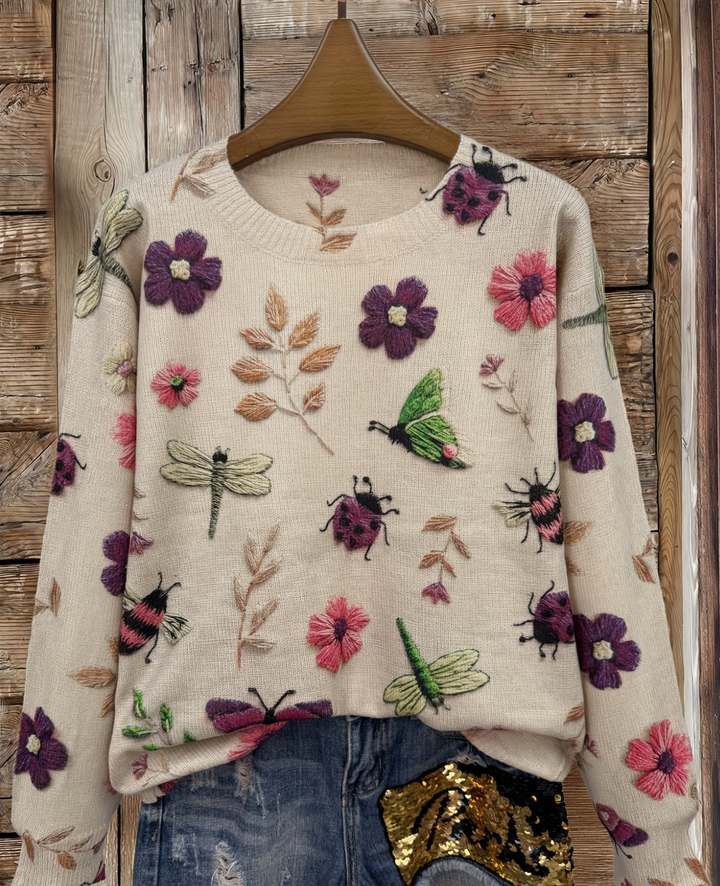 Neriita - Sweater With Floral and Insect Print