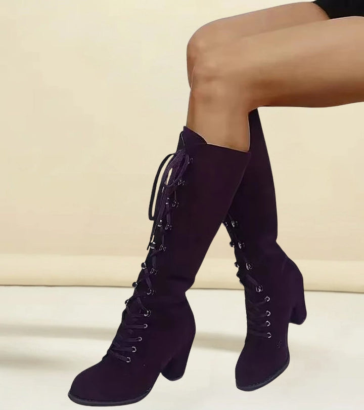 Asmita - Lace-Up High Heel Suede Boots