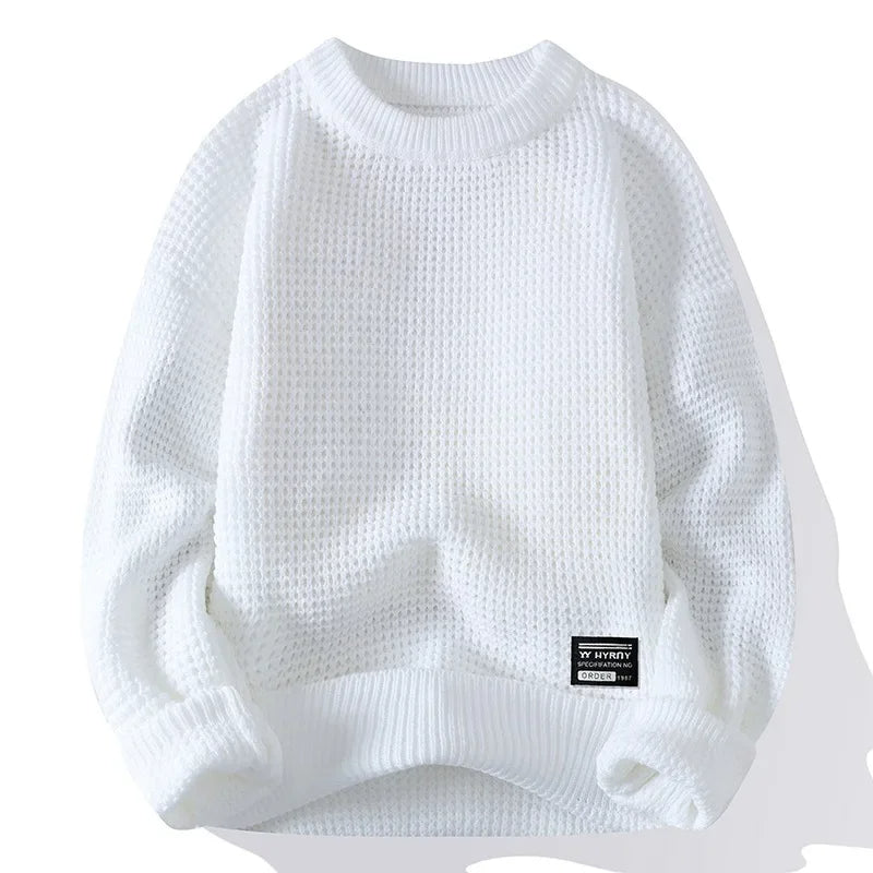 Henning - Waffle Knitted Sweater With Long Sleeve