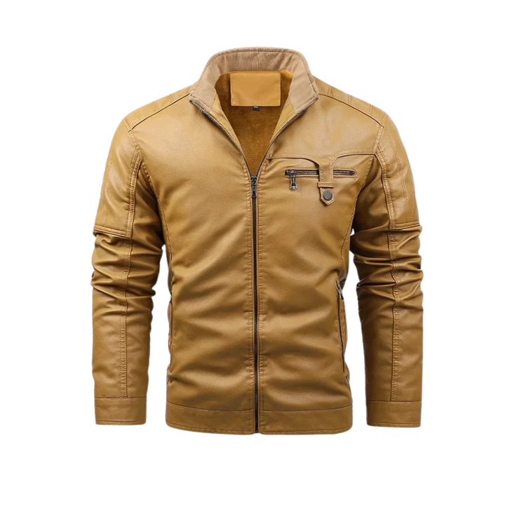 Dawid - Retro Leather Jacket With Fleece Lining