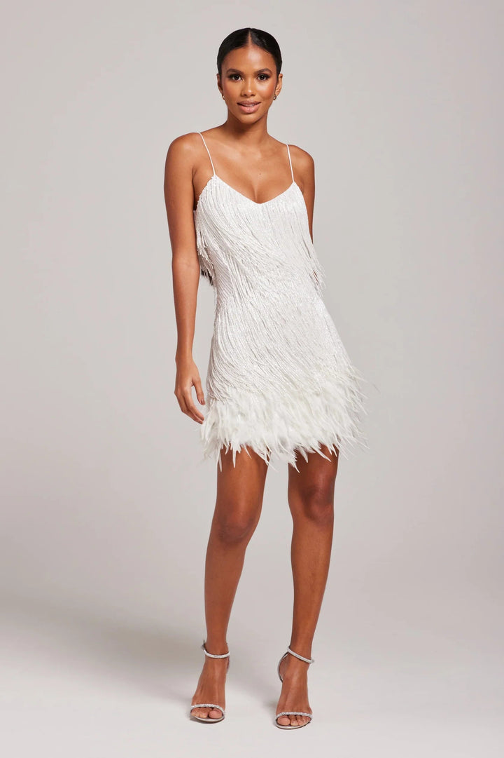 Jemima - Stylish Feather Splicing Mini Dress