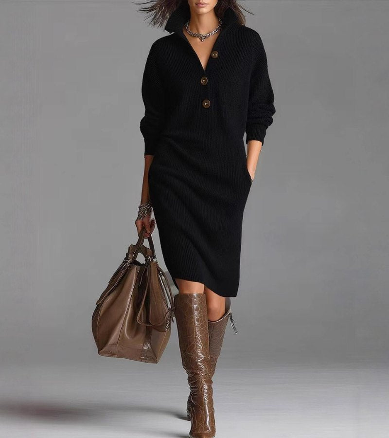 Toshiko - Elegant Knitted Long Sleeve Dress