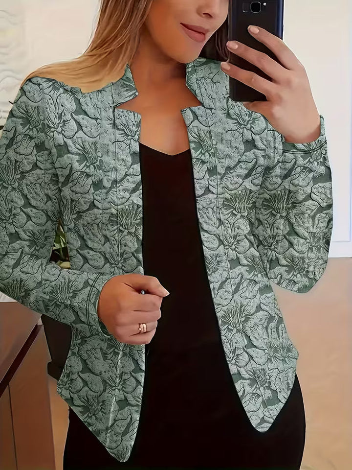Zaneyora - Floral Print Long Sleeve Blazer