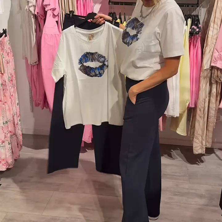 Lynnia - Printed Top And Pants Set