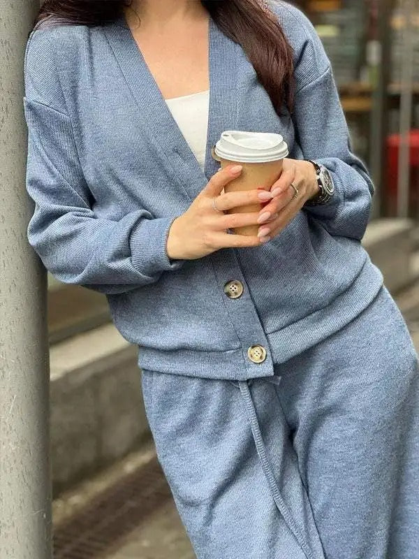 Anisa - Cardigan Top Lace Up Two-Piece Set