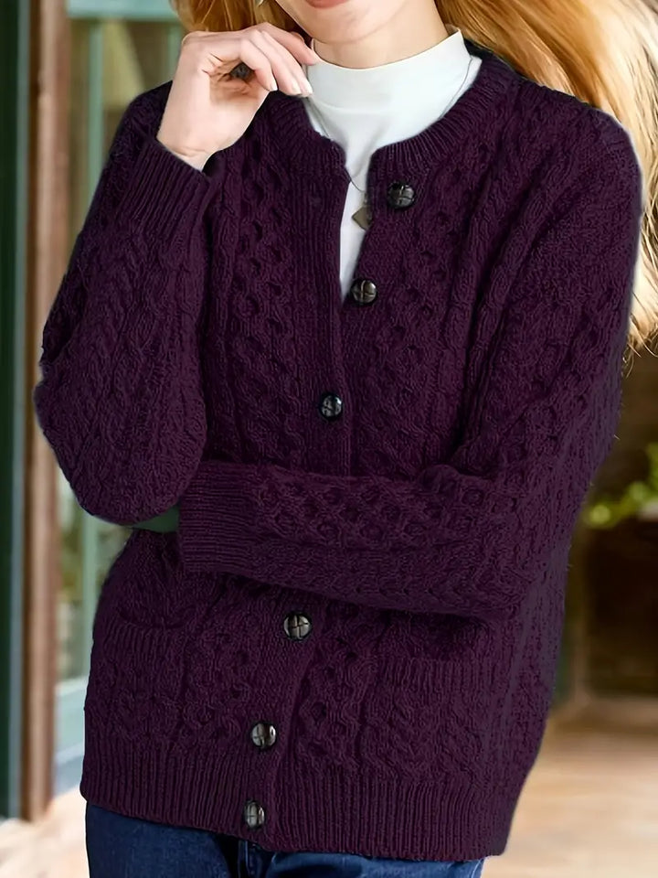 Avery - Cable Knit Button-Up Cardigan