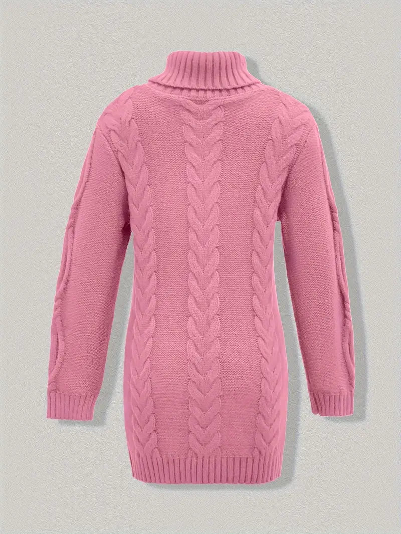 Narda - Chunky Cable Knitted Turtleneck Dress