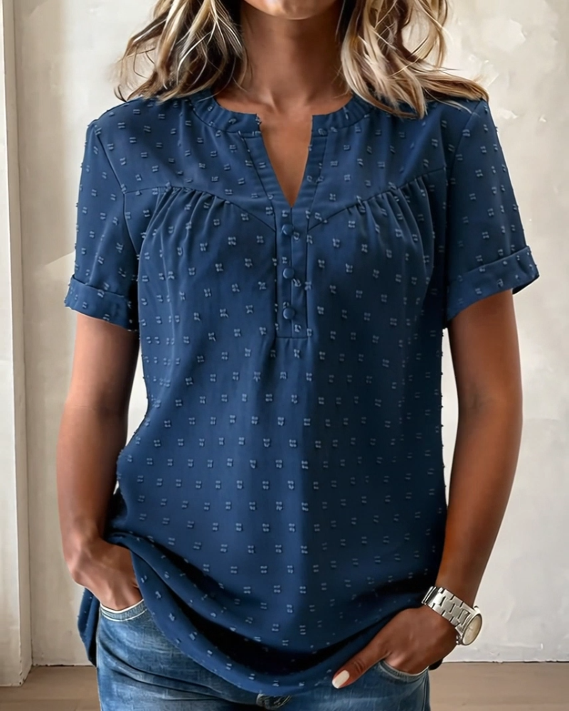 Seela - Short Sleeves Blouse With V-neck