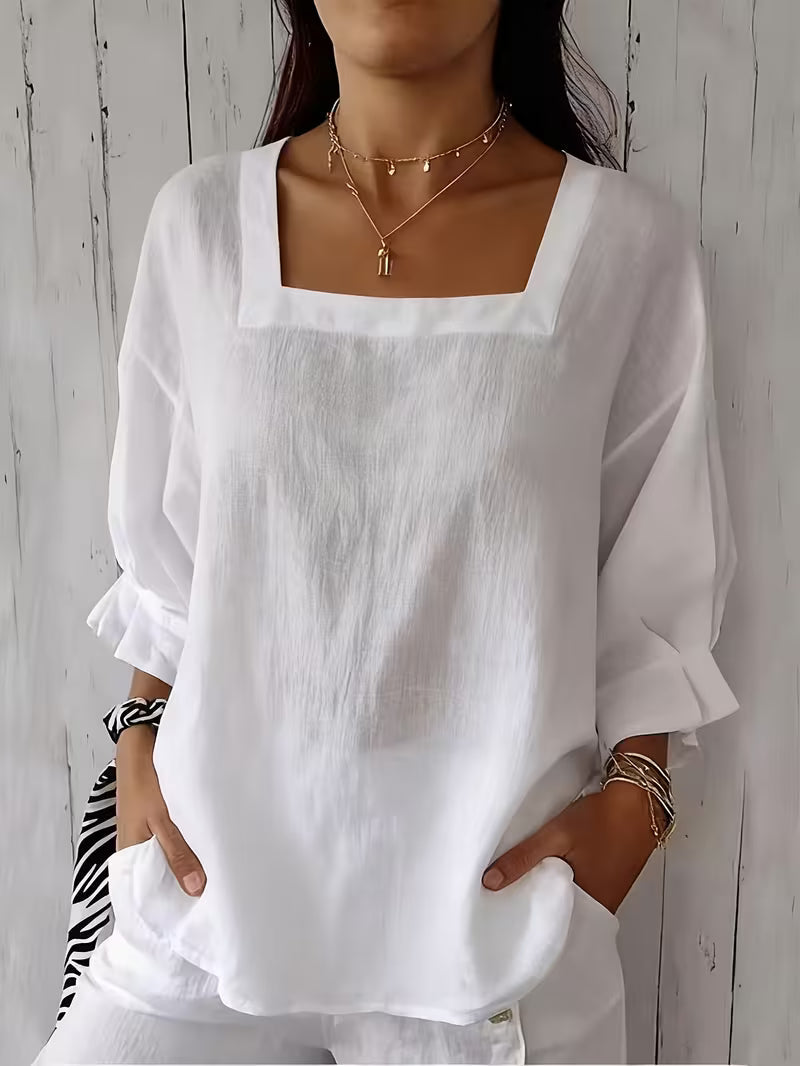 Alvessa - Square Neck Long Sleeve Blouse