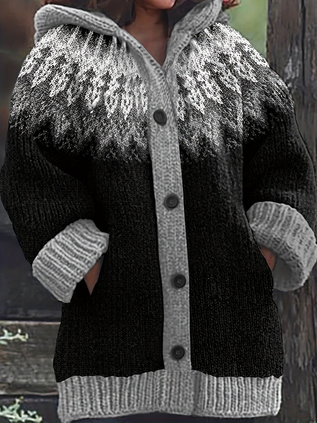Peneeuva - Elegant Long Sleeve Winter Hooded Sweater