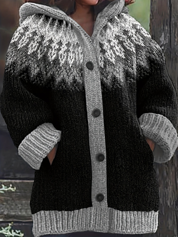 Peneeuva - Elegant Long Sleeve Winter Hooded Sweater