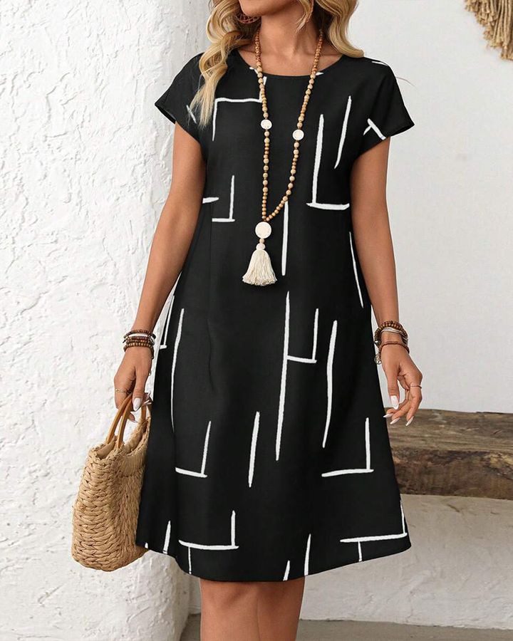 Ainee - Printed Round Neck Summer Dress