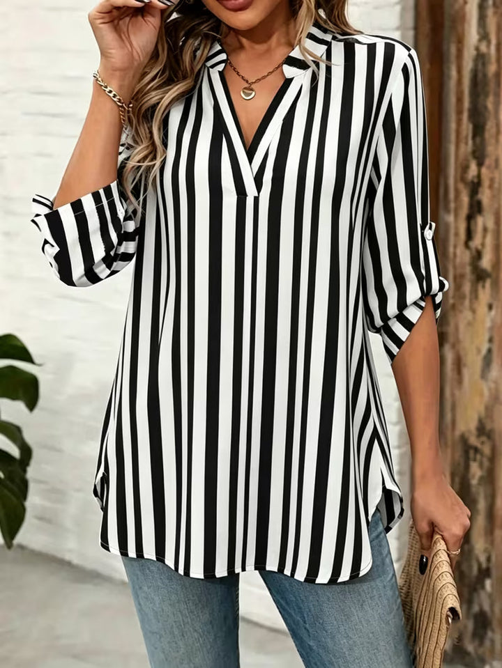Elysis - V-neck Striped Loose Top