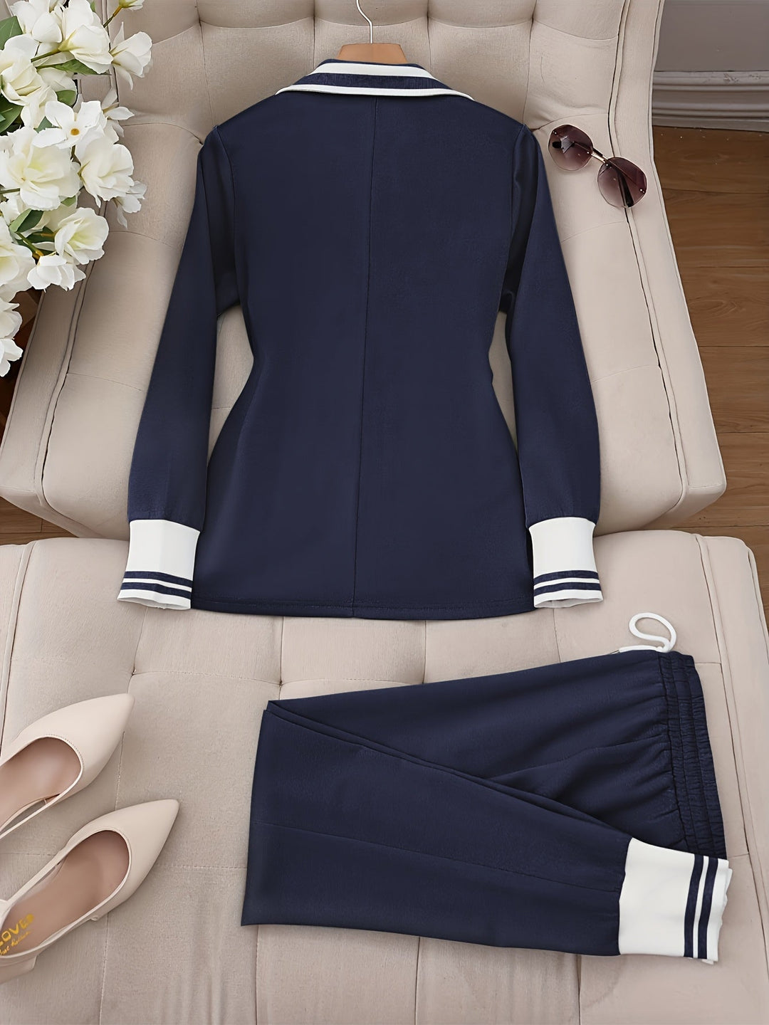 Ingelore - Fashionable Striped Two Piece Set