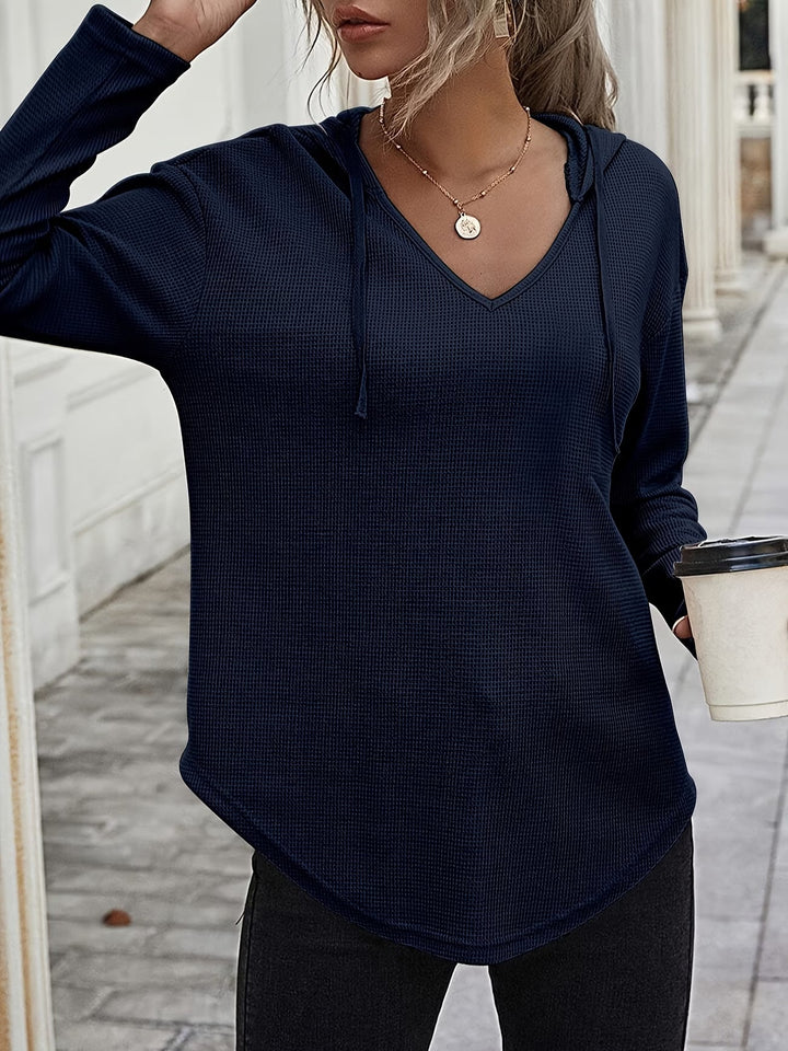 Laurette - Long Sleeve V Neck Hoodie
