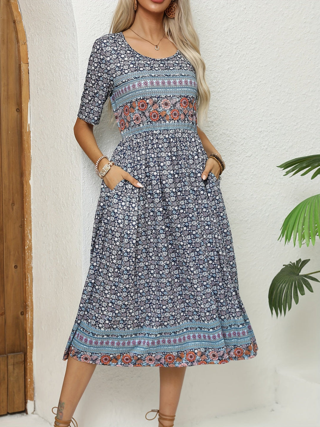 Jeeni - Short Sleeve Floral Printted Dress