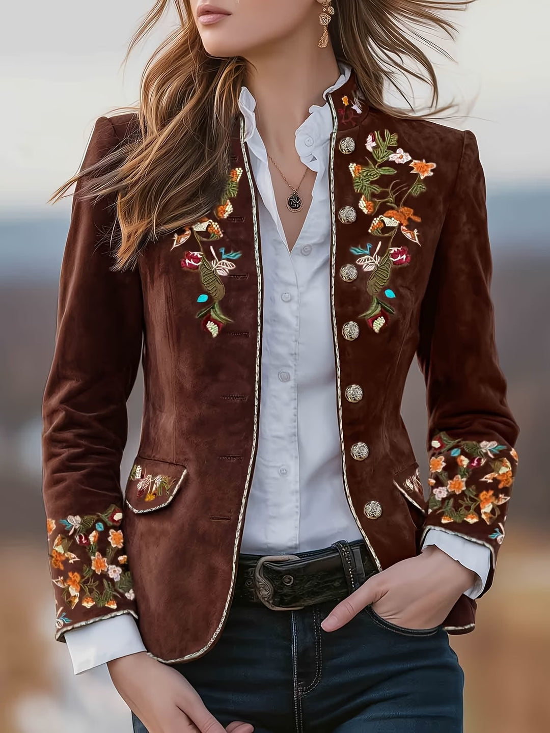 Anisaa - Elegant Jacket With Stand Collar
