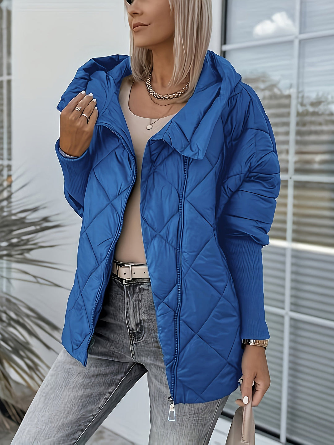 Ariantha - Quilted Hooded Jacket With Zipper