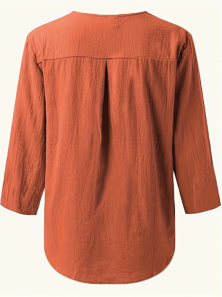 Mykaela - Casual Cotton And Linen Blouse