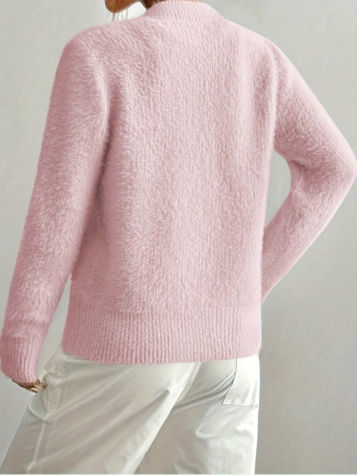 Smelissa - Heart Button Long Sleeve Knitted Cardigan