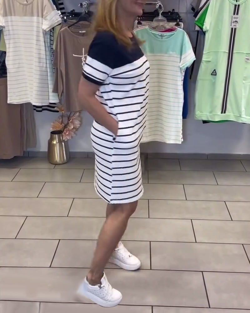 Luella - Casual Striped Round Neck Dress