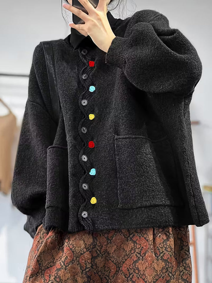 Kynza - Oversize Cardigan With Colorful Button Front