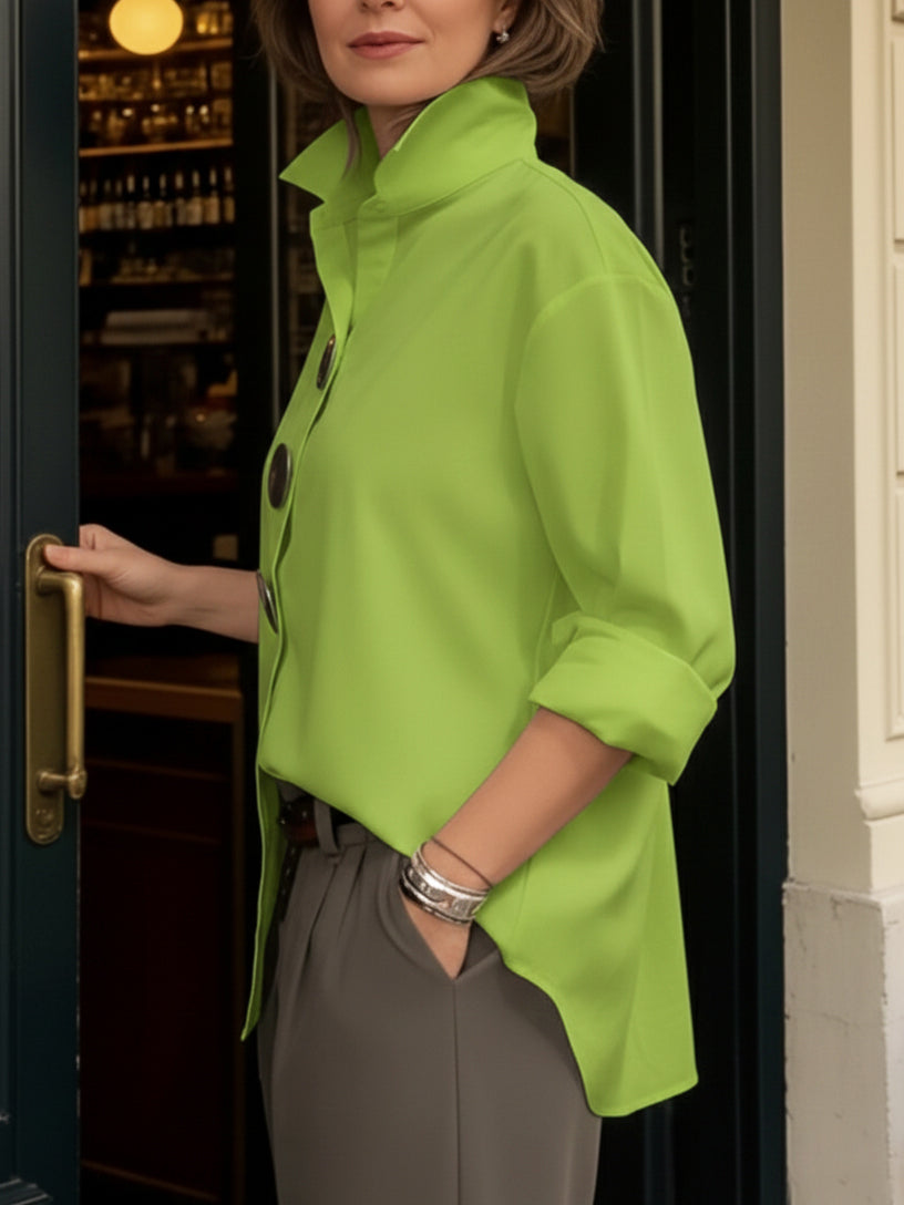Lyyn - High-Neck Blouse With Bold Buttons