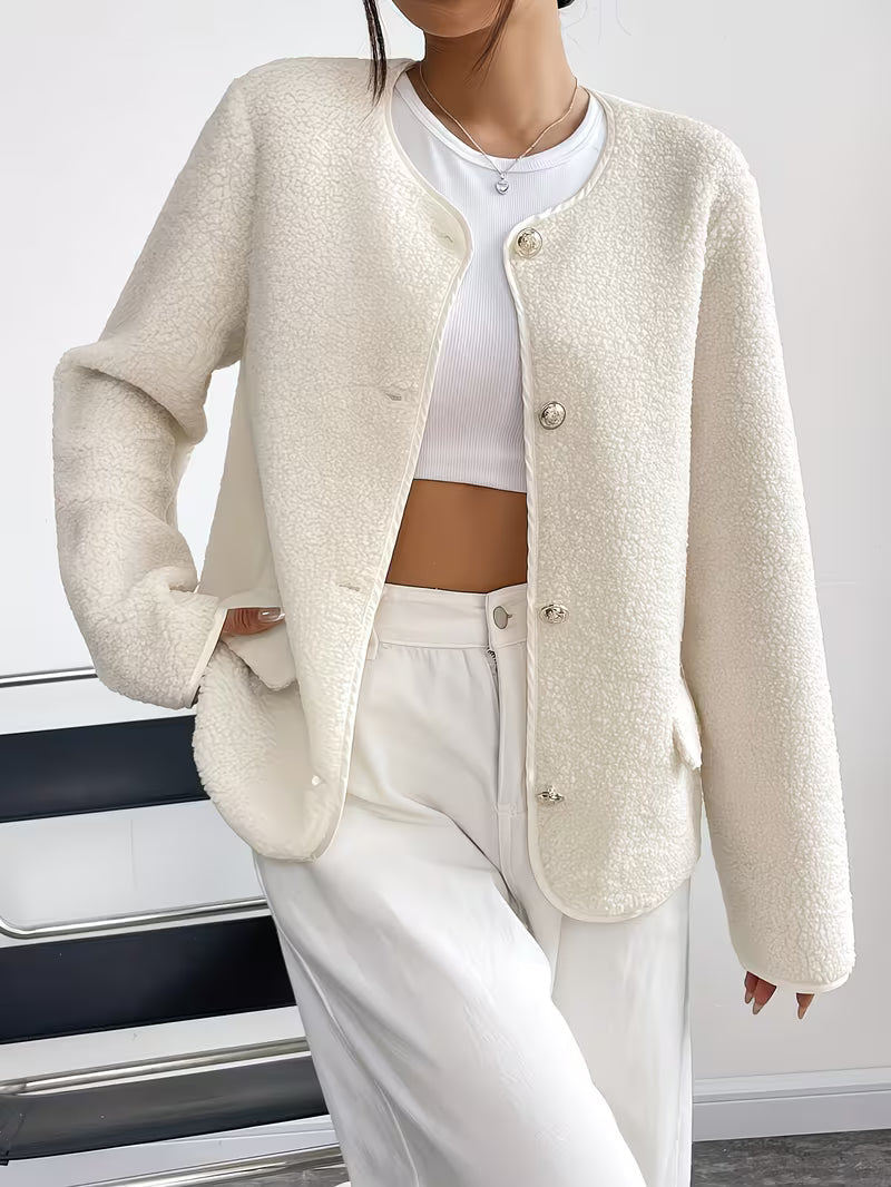 Viktorija - Elegant Round Neck Jacket with Button