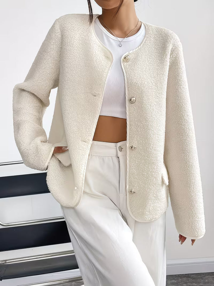 Viktorija - Elegant Round Neck Jacket with Button