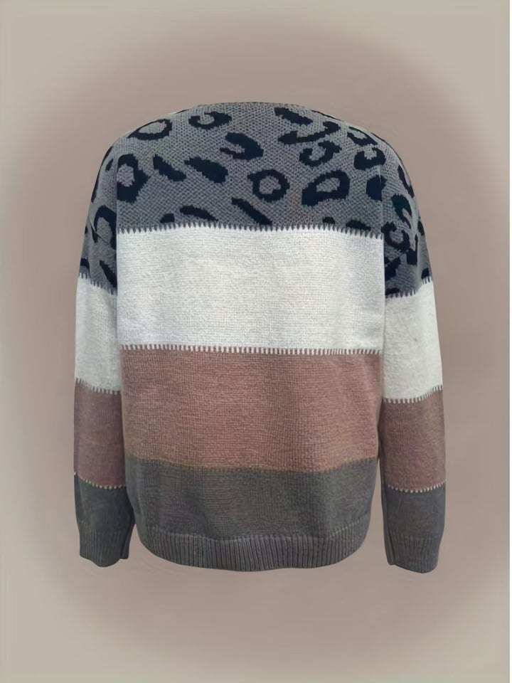 Renaisa - Leopard Print Knitted Sweater