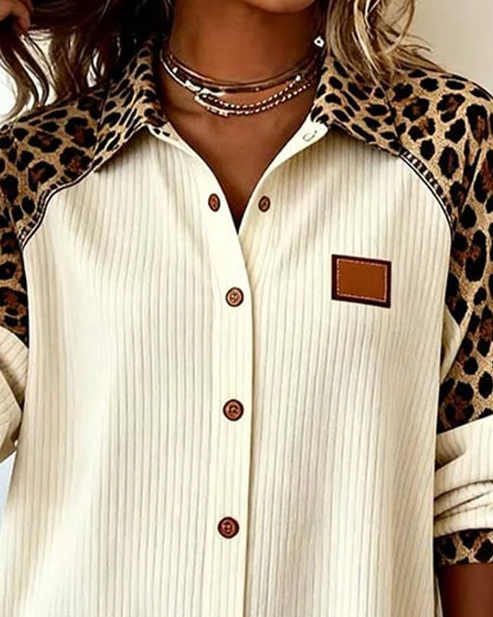 Jordana - Leopard Print Button-Down Collar Shirt