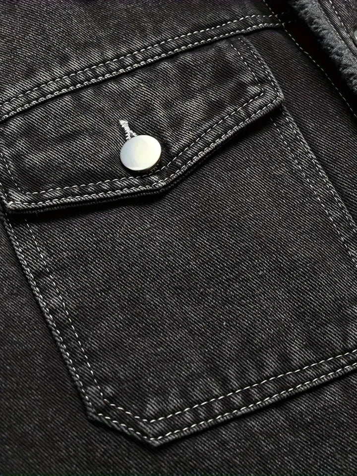 Geoffroy - Vintage Denim Jacket With Fleece Lining