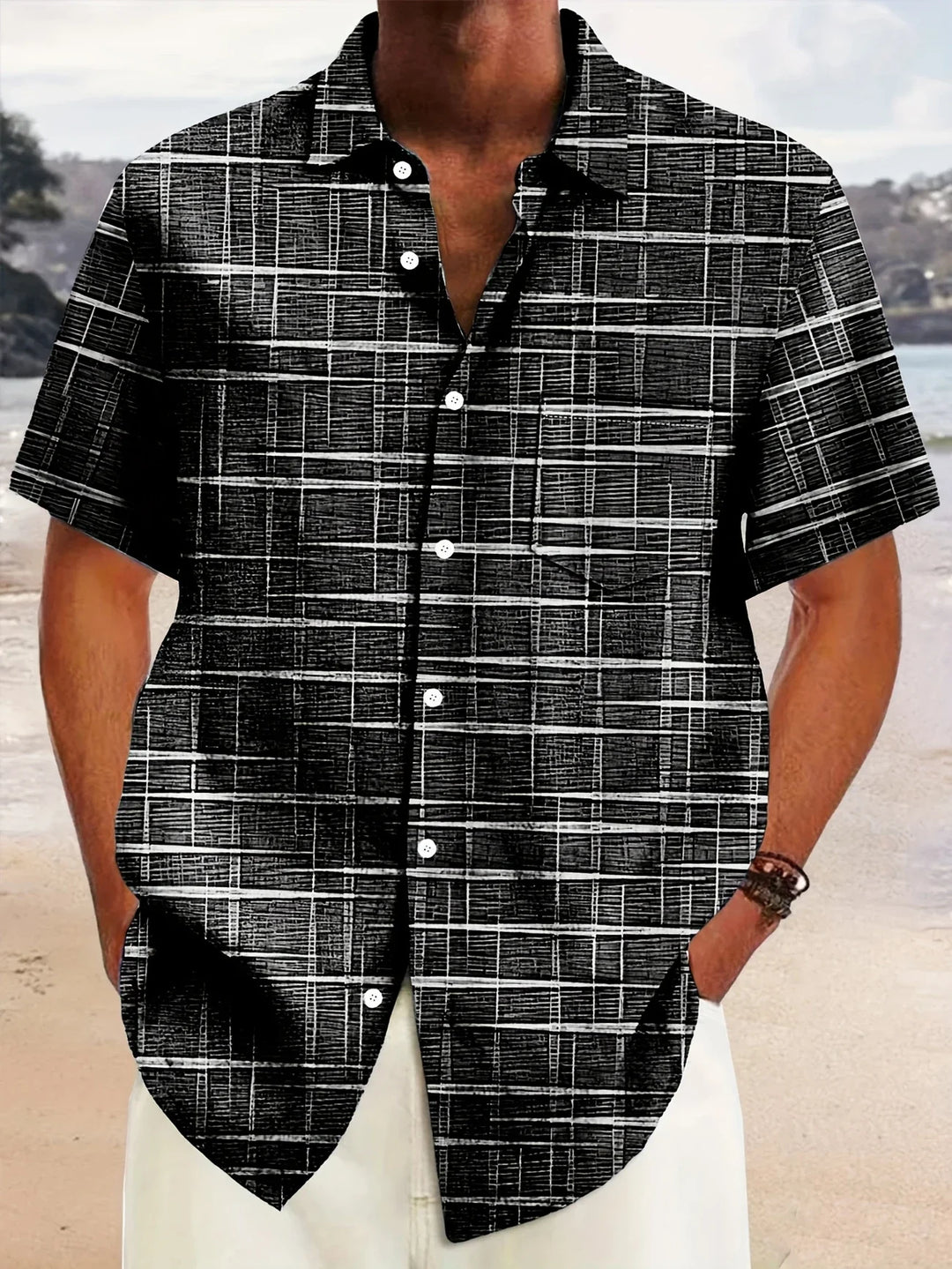 Haroyan - Stylish Plaid Stripe Pattern Shirt