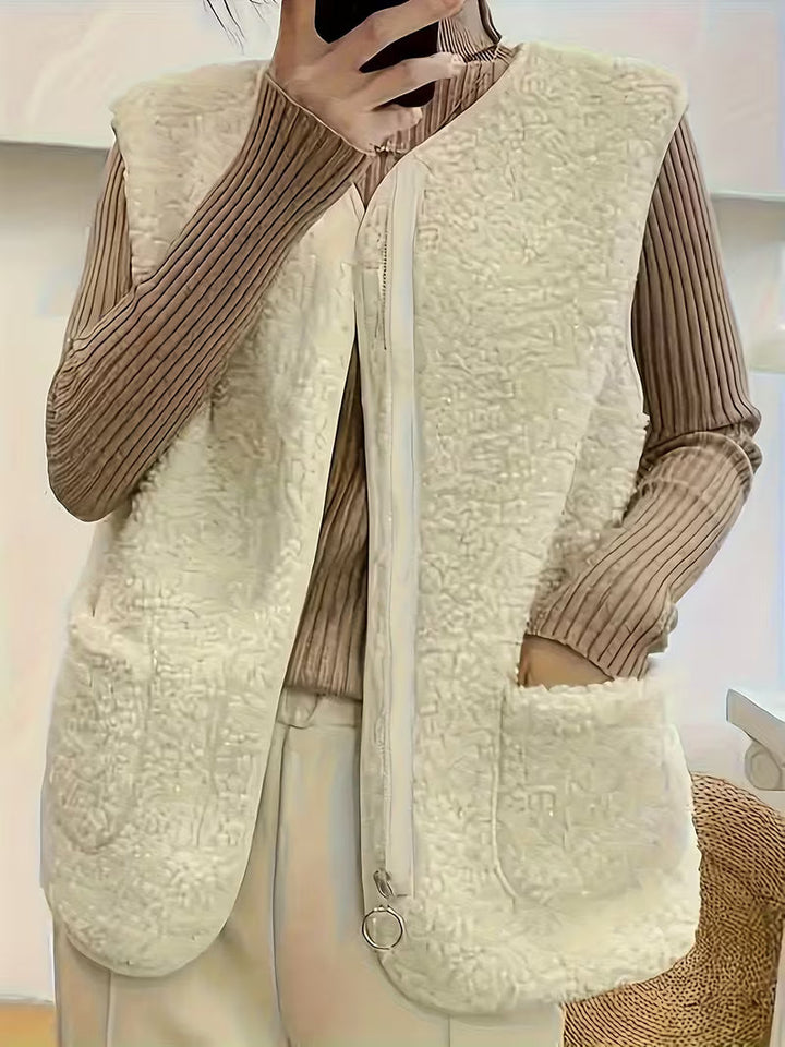 Laviis - Plush Fleece Vest With Pockets