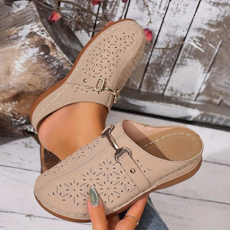 Hailen - Casual Floral Slip-On Loafer Mules