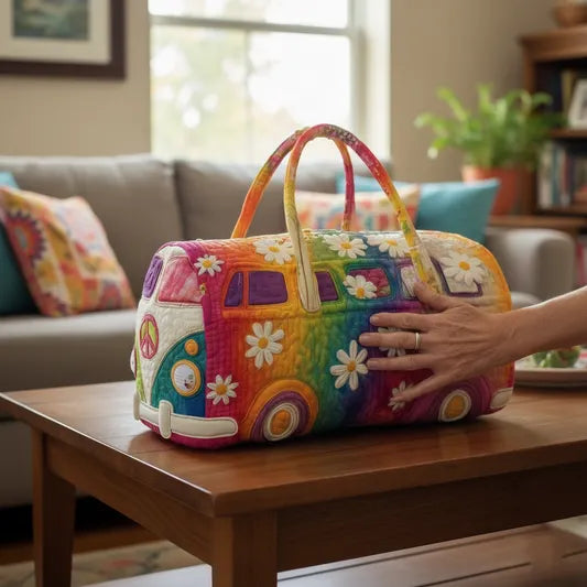 Zefea - Quilted Vintage Camper Print Travel Bag