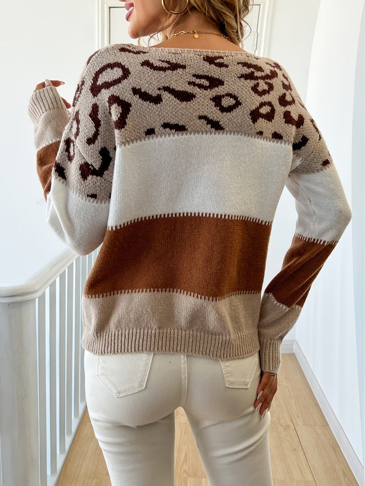 Renaisa - Leopard Print Knitted Sweater