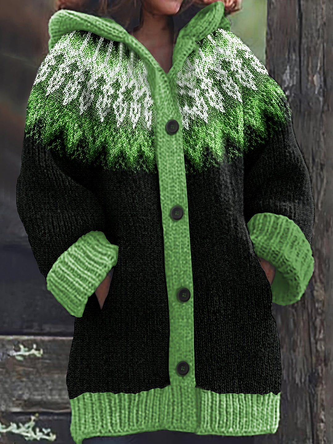 Peneeuva - Elegant Long Sleeve Winter Hooded Sweater