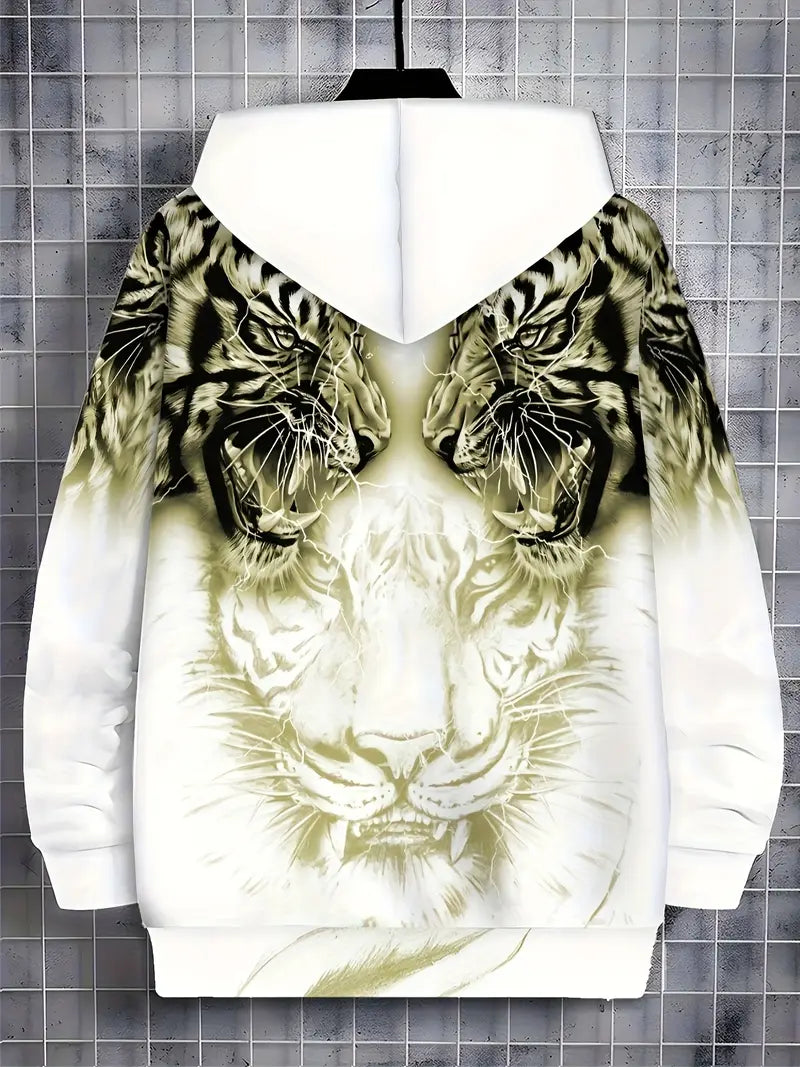 Murillo - Casual Long Sleeve Hoodie Jacket With Tiger Print
