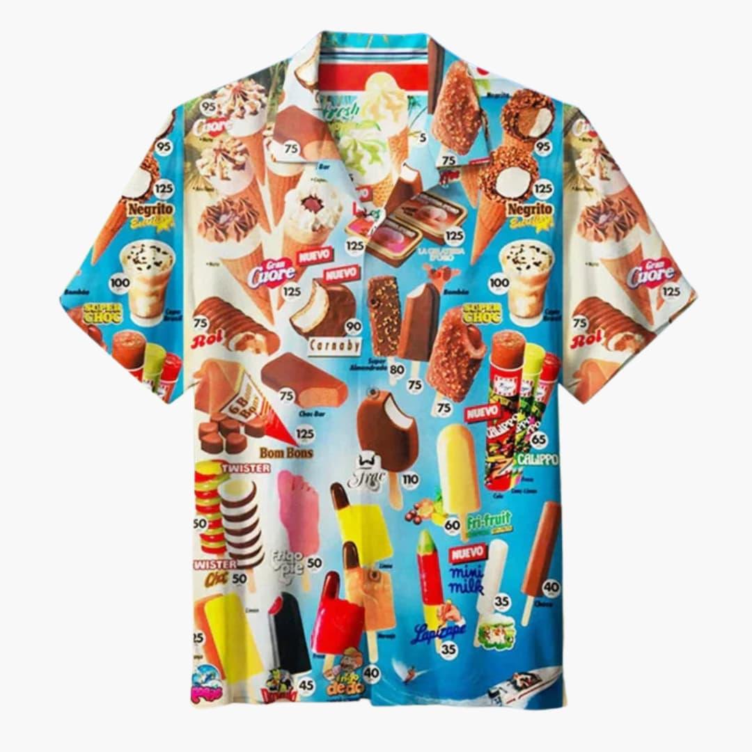 Lubomir - Elegant Summer Shirt With Ice Cream Print
