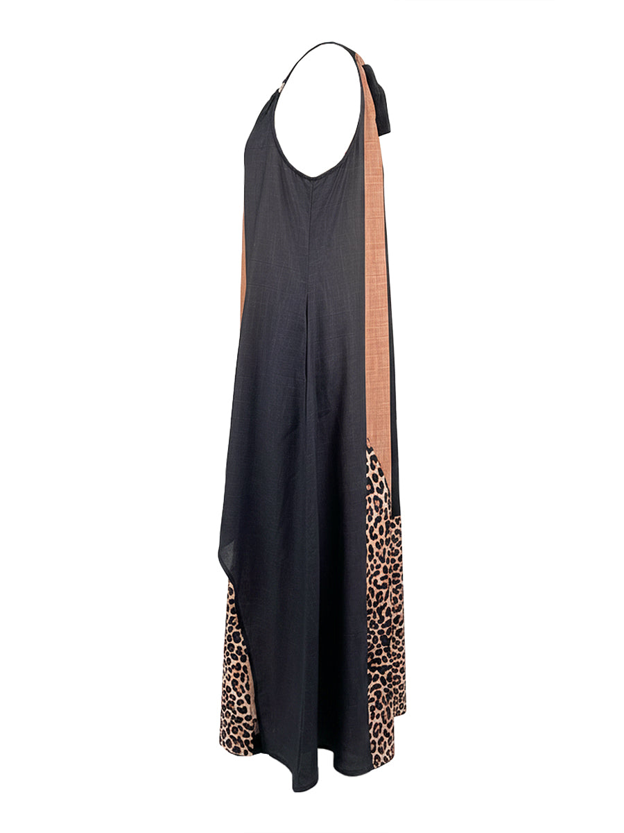 Terina - Maxi Dress With Leopard Print Paneling