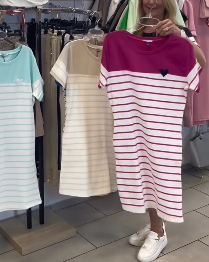 Luella - Casual Striped Round Neck Dress