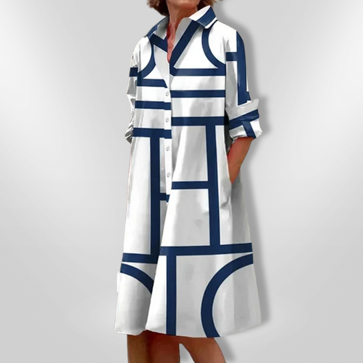Lynna - Casual Midi Dress With Pockets And Button