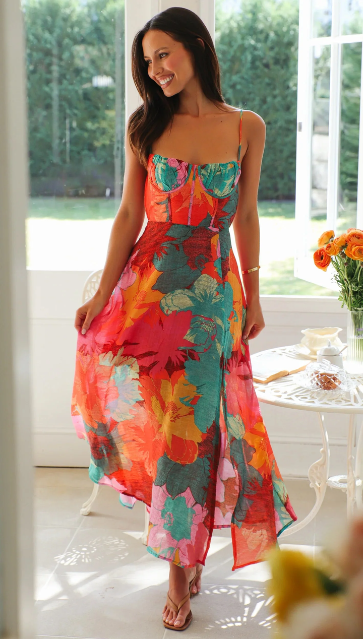 Kaitlyn - Stylish Floral Print Summer Dress With Straps