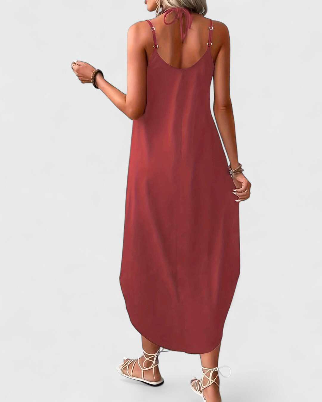 Tracie - Long Dress With Loose V Neck